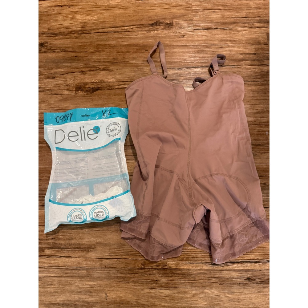 Delie by Fajas Womens XL Nude Full Body Shapewear Bodysuit Compression NWT